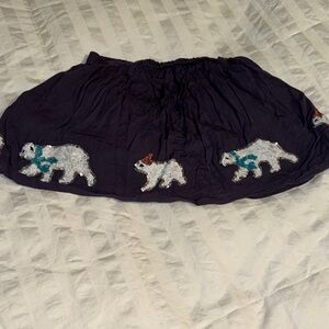 Mini Boden Black Skirt with Polar Bear Embroidery